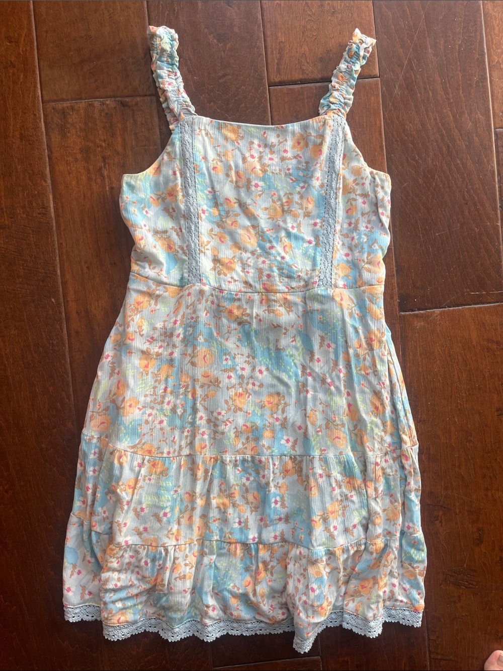 LOVE FIRE Girls size LG (14?) Floral Sleeveless Sundress in Light Blue